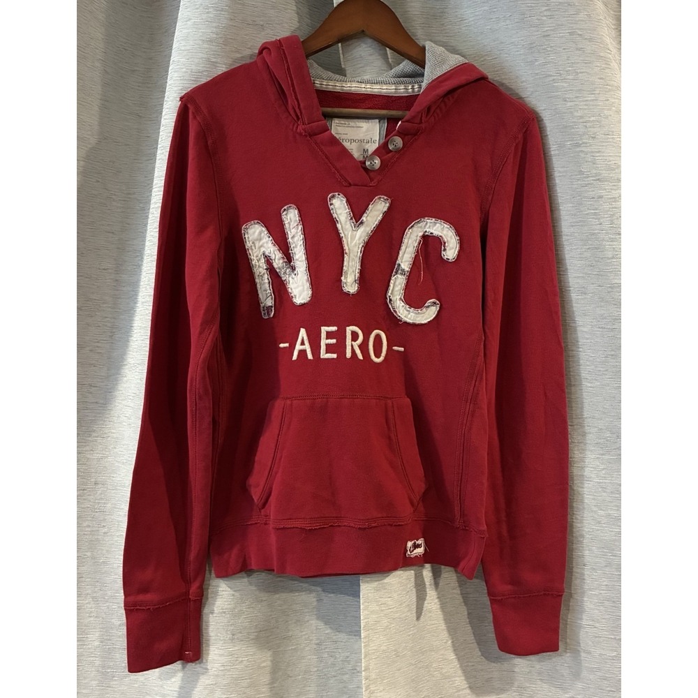 Y2K Aeropostale Women's Red‎ Long Sleeve NYC Logo Sweatshirt Sz Medium